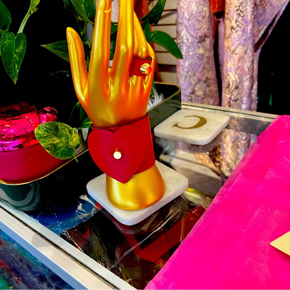 Leather Initial Heart Beat Cuffs